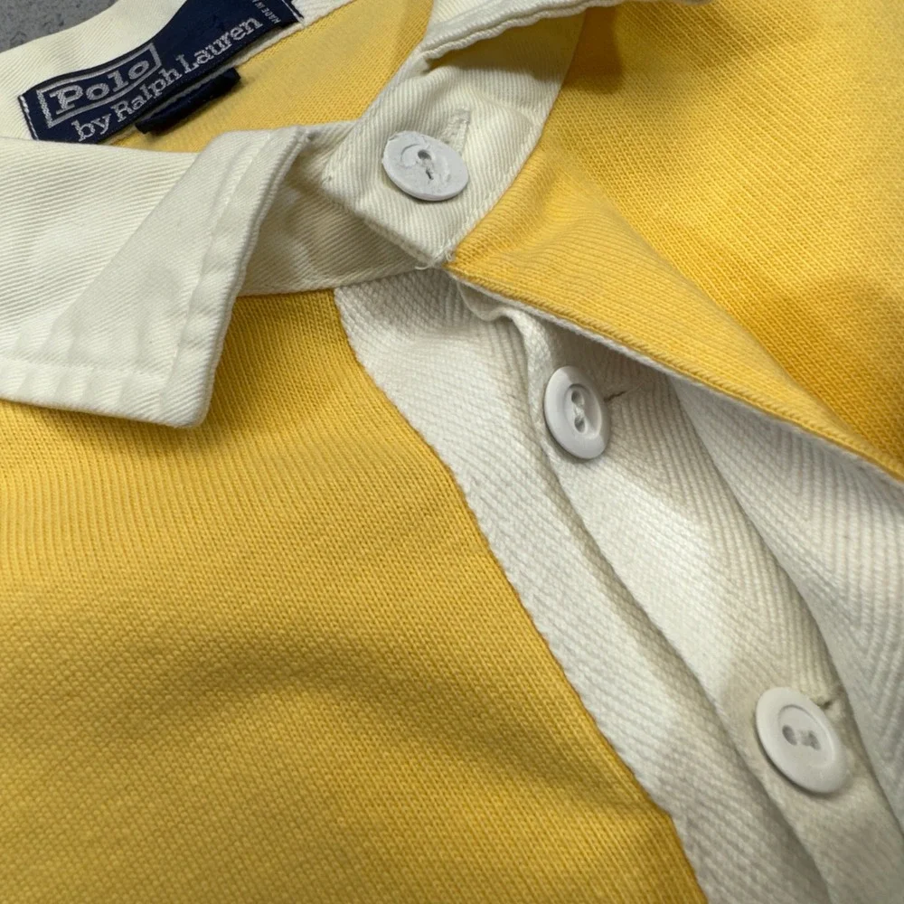 Polo Ralph Lauren Rugby Shirt Mens XL Yellow Long Sleeve Iconic Pony Logo Preppy
